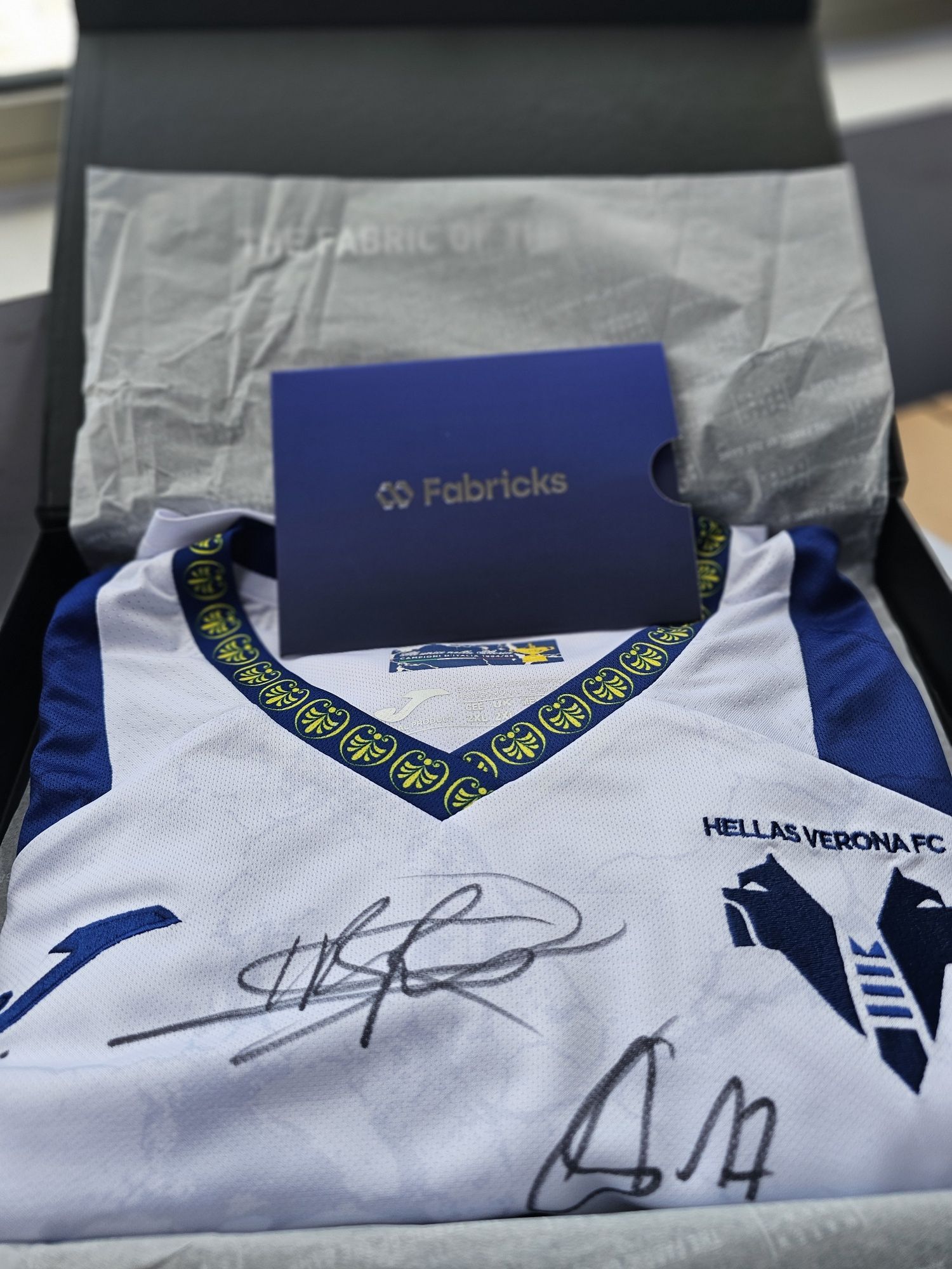 Camisola oficial Hellas Verona assinada por toda a equipa