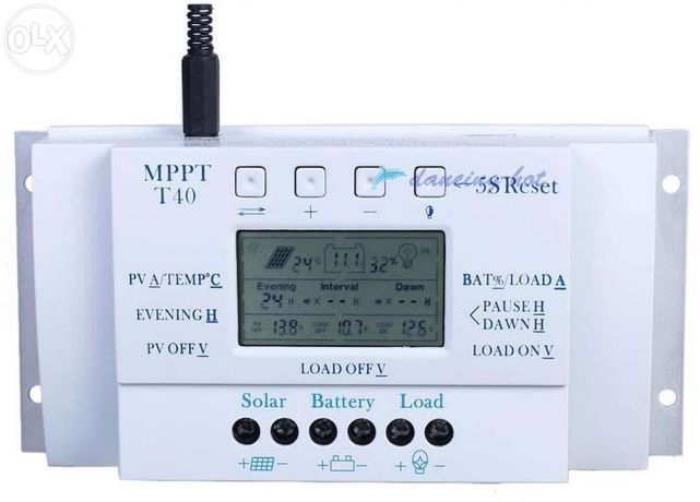 MPPT-Controlador carga e regulador de painel solar LCD 40 A 12v / 24v