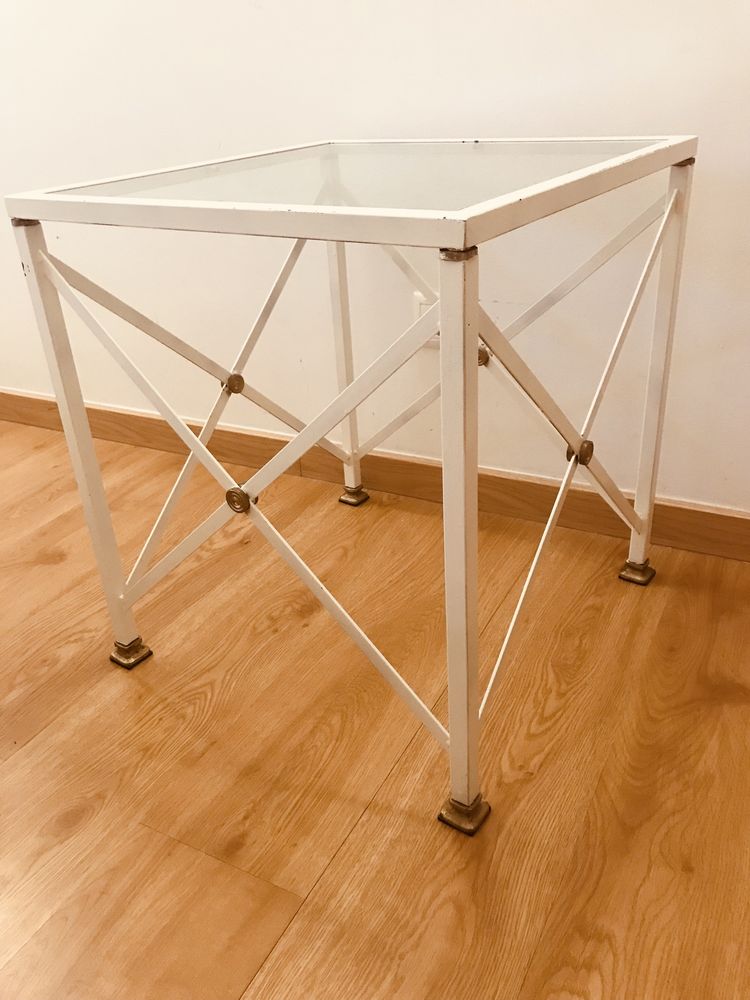 Mesa apoio ferro e vidro