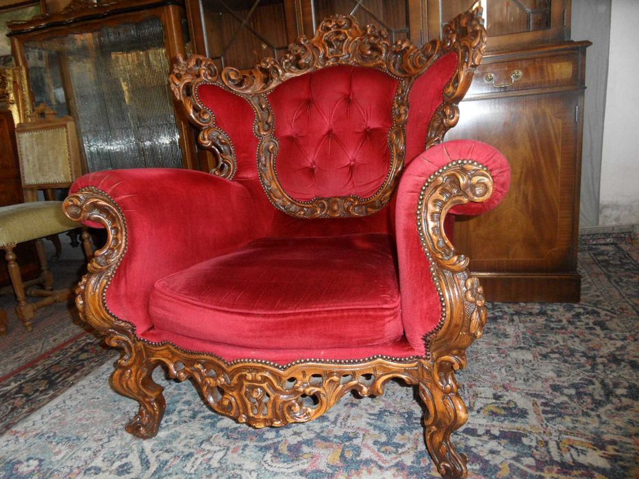 Fotel Barokowy Bogato Rzeźbiony z Holandii