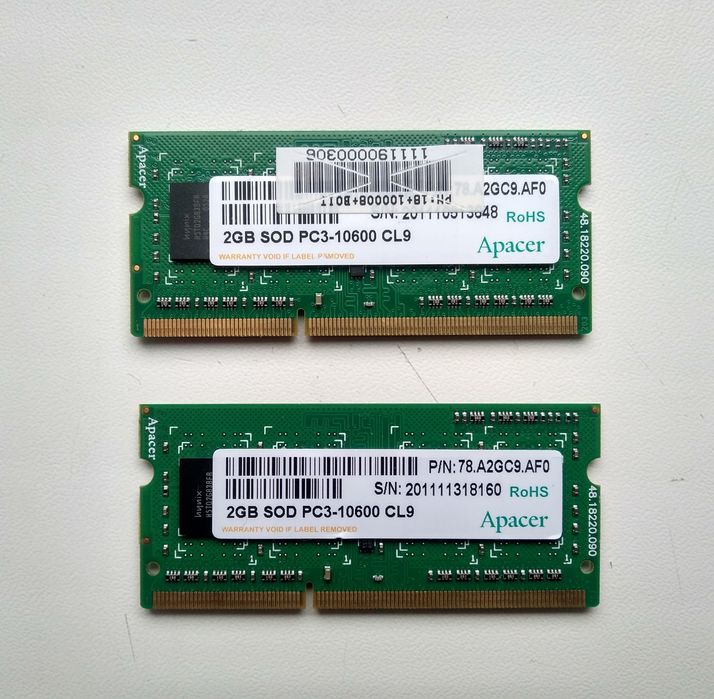 Оперативна пам'ять до ноутбука DDR-3 4Гб - 2 планки по 2 ГБ