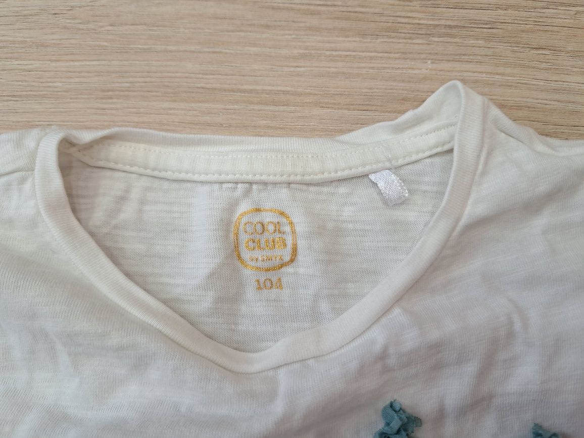 Bluzka koszulka z długim rękawem Smyk Cool Club 104 biała warzywa nowa
