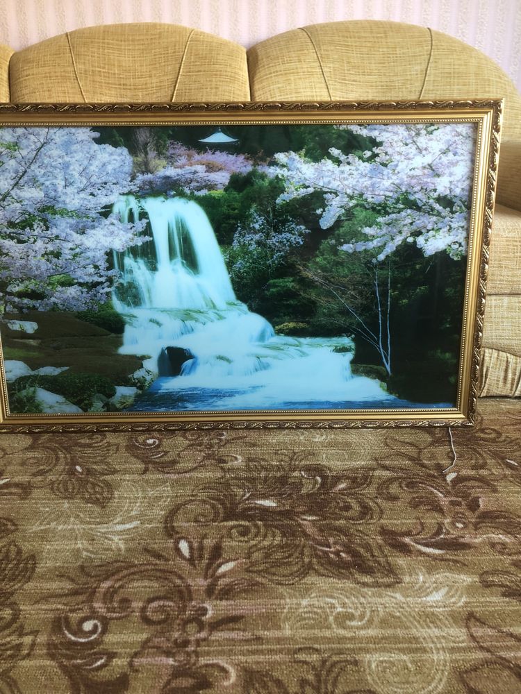 Картина с подсветкой водопад