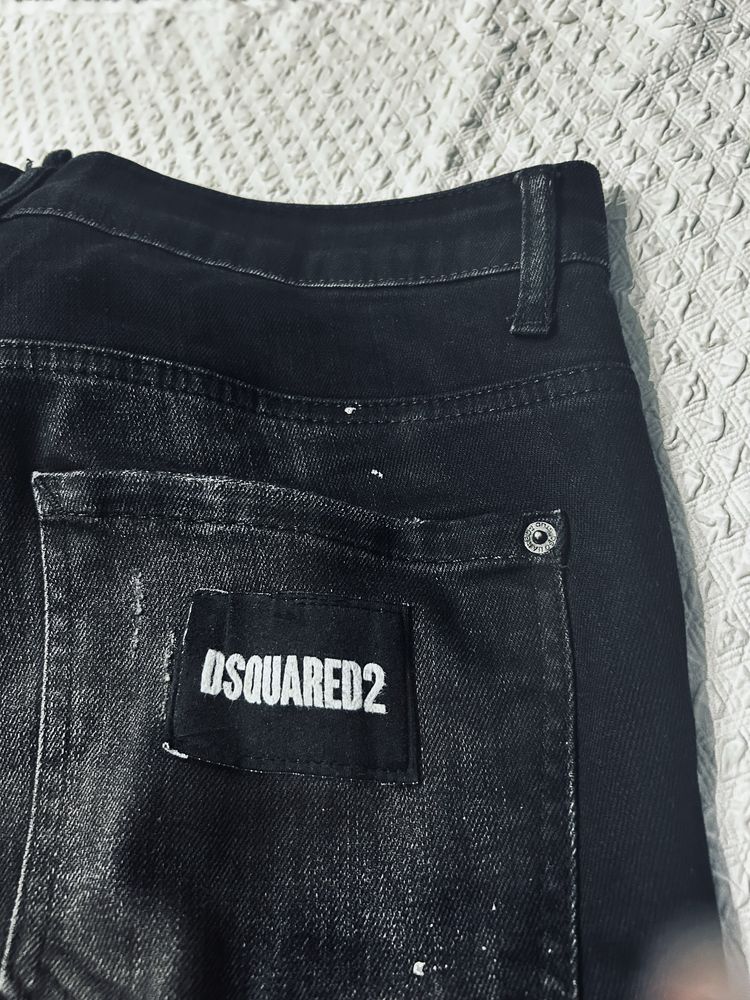 Spodnie Dsquared2 jeansowe nakrapiane czarne