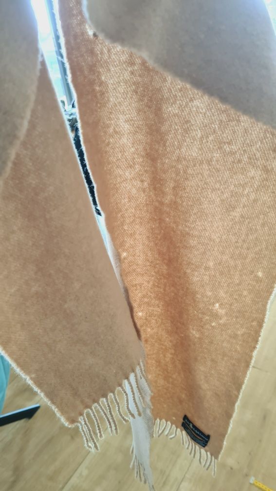 Szalik Polo Ralph Lauren. Beżowy Kremowy Camel. 100% Lambswool Wełna.