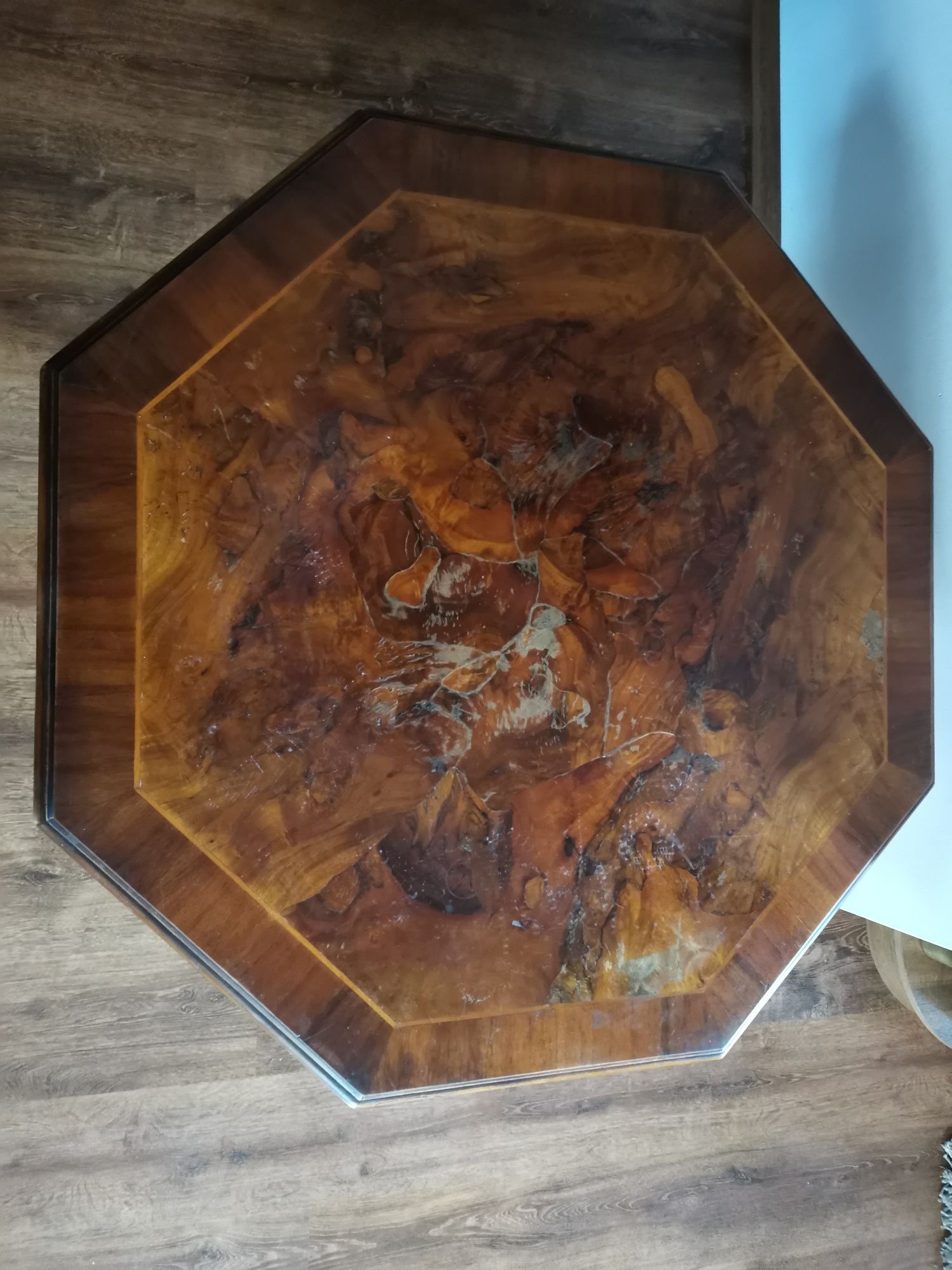 Piękna stylowa ława stolik kawowy salonowa orzechowa drewniana stół