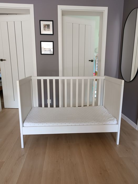 Łóżeczko drewniane białe 120x60 IKEA SUNDVIK gratis materac