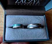 Obrączki Zaczyk Jewellery TYTAN TURKUS DĄB SZARY komplet