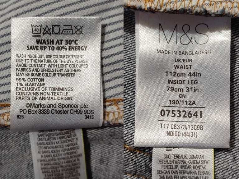 spodnie jeans MARKS SPENCER W44 L31 pas 110 112 – 114 - 116 117 j NOWE