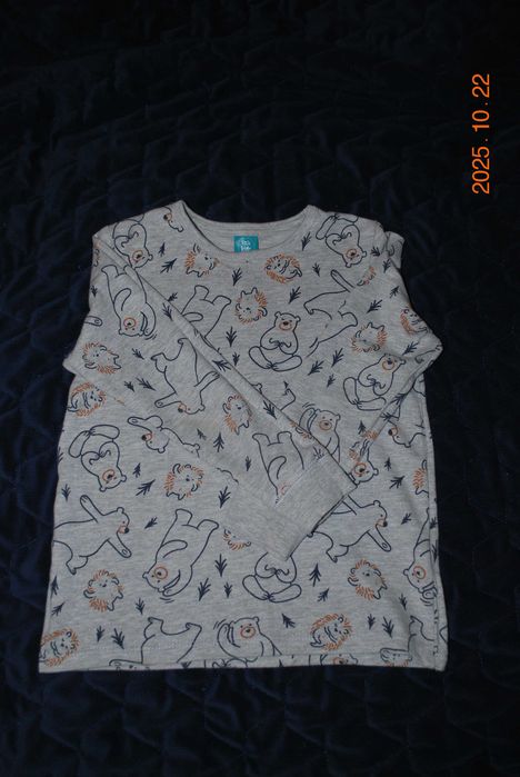 Szara bluza z długim rękawem, miła r.110/116