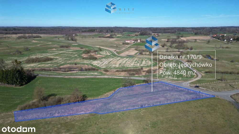 Działka 4840 m² – Jędrychówko, blisko Morąga