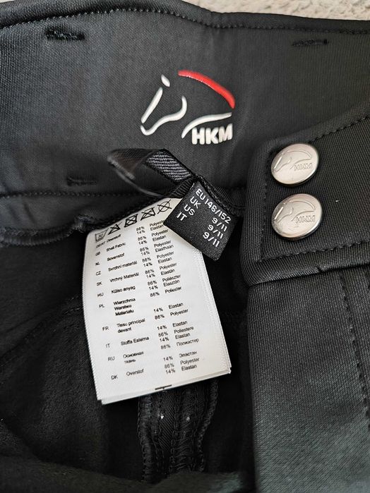 Bryczesy HKM dziewczęce pełny lej silikonowy, czarne, rozm. 146/152