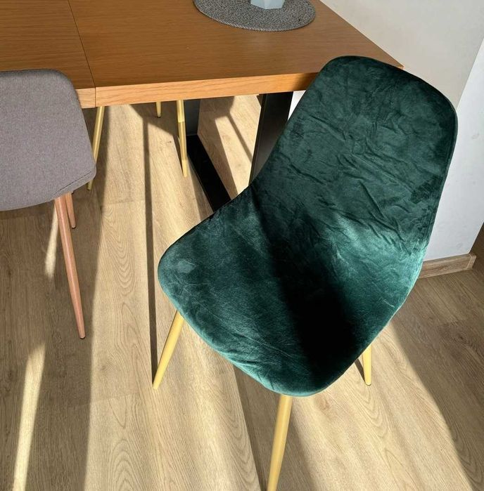 Pokrowce na krzesła skandynawskie welurowe ciemna zieleń 4 sztuki