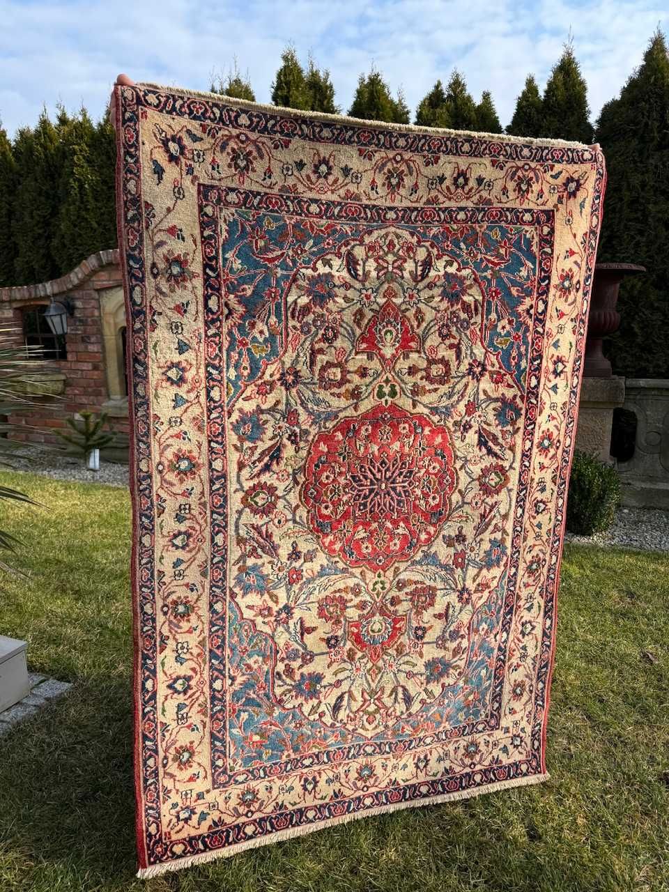 Dywan vintage wełniany r.tkany perski Ispahan 162x110 galeria 6 tyś