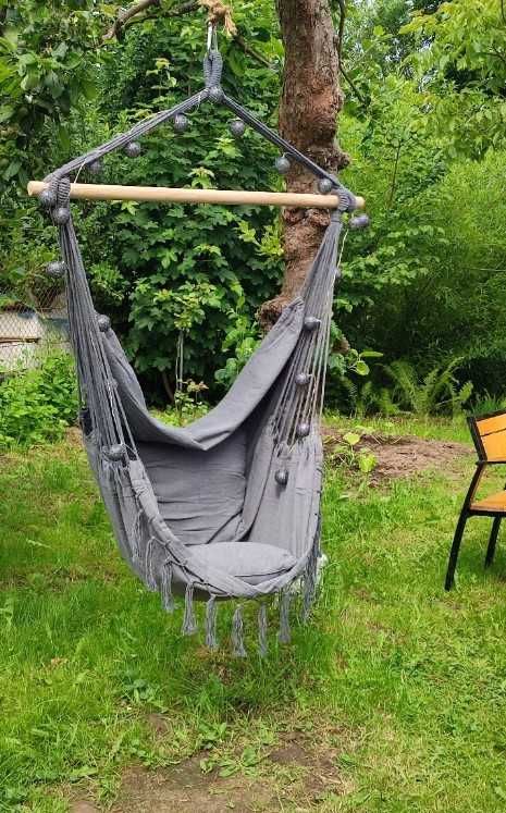 Wiszące krzesło brazylijskie fotel hamak szare 100 cm 150 kg