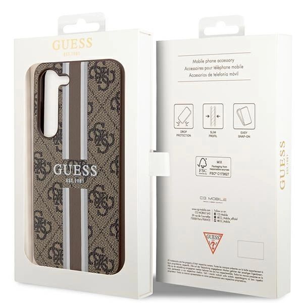Etui Guess 4G Printed Stripes na Samsung Galaxy S23 - brązowe