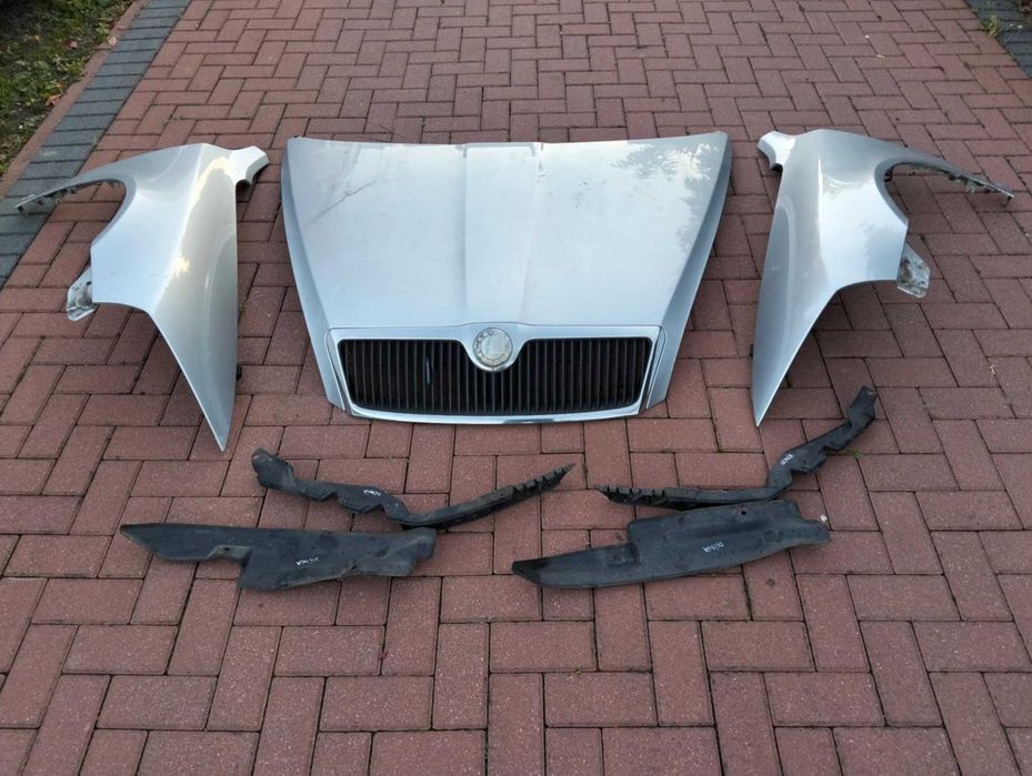 Skoda Octavia II kompletny przód maska zderzak błotnik srebr 9901 L79R
