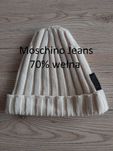 Moschino jak nowa czapka beanie ecru firmowe logo