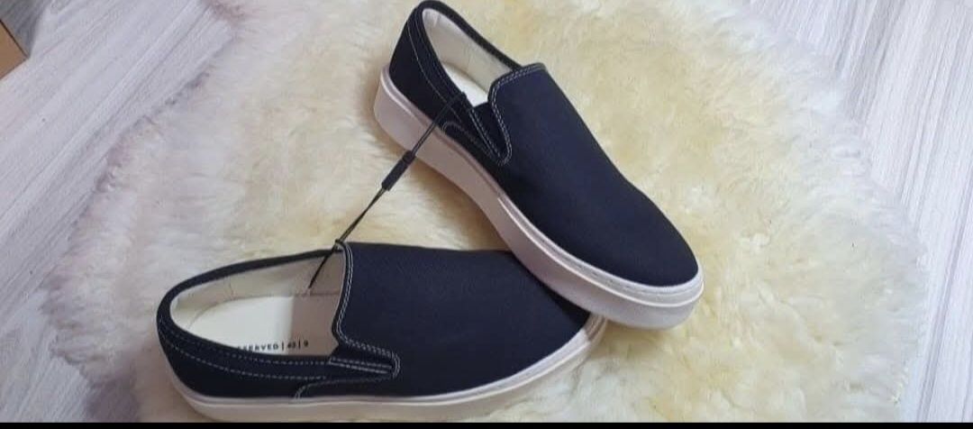 Mokasyny męskie 42 Buty czarne Reserved 100 % Bawelna Nowe