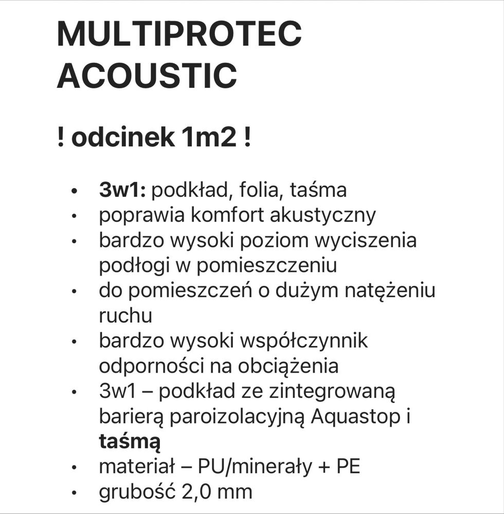 1m2 MULTIPROTEC ACOUSTIC 2mm 3w1 podktad Arbiton
