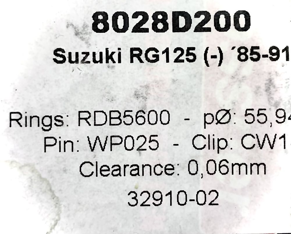 Tłok Wossner 8028D200 Suzuki RG 125 (85-91) 55,94mm