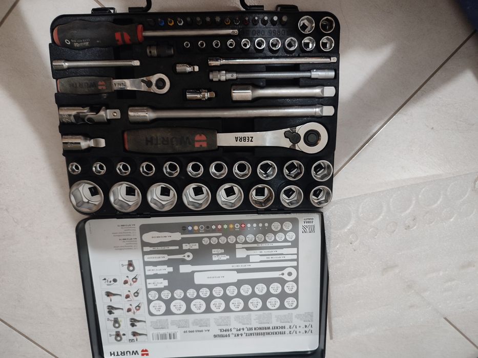 WURTH Profesjonalny Zestaw kluczy nasadowych 1/4 + 1/2 cala 59 element