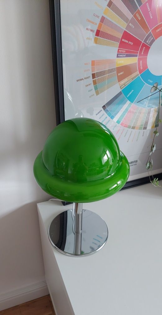 Piękna zielona lampa stołowa bauhaus grzyb grzybek skandynawska LED