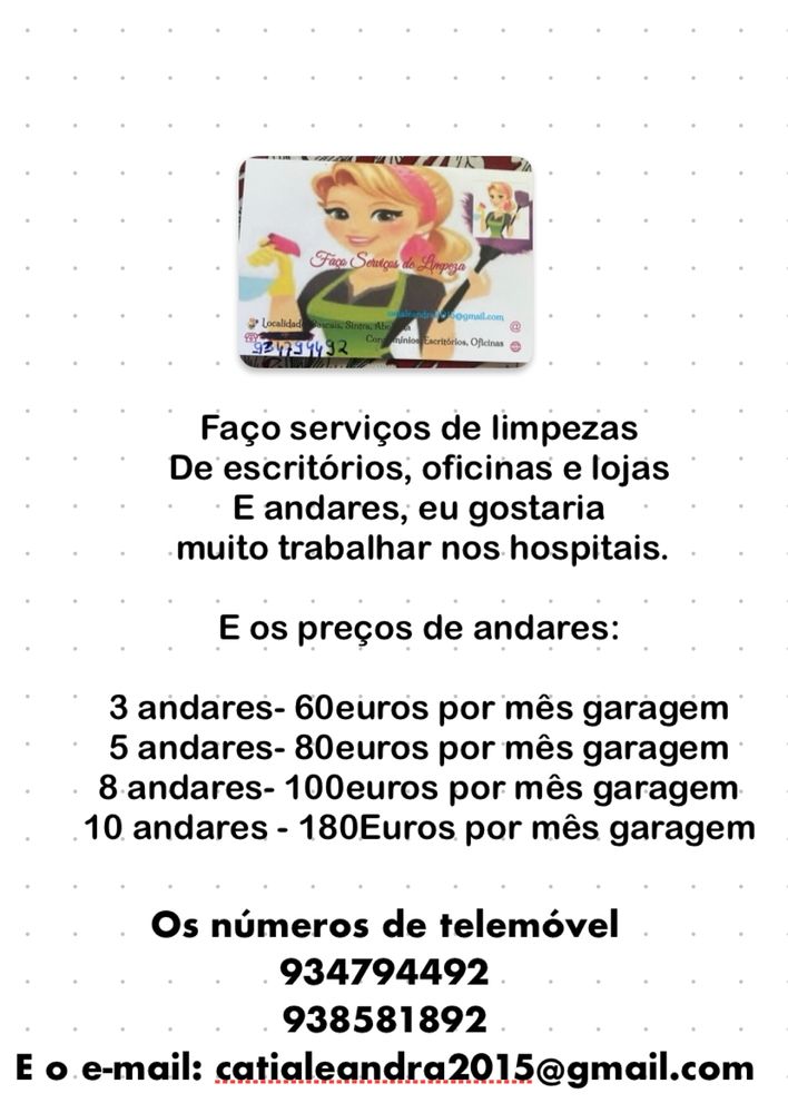 Faco servicos de limpeza