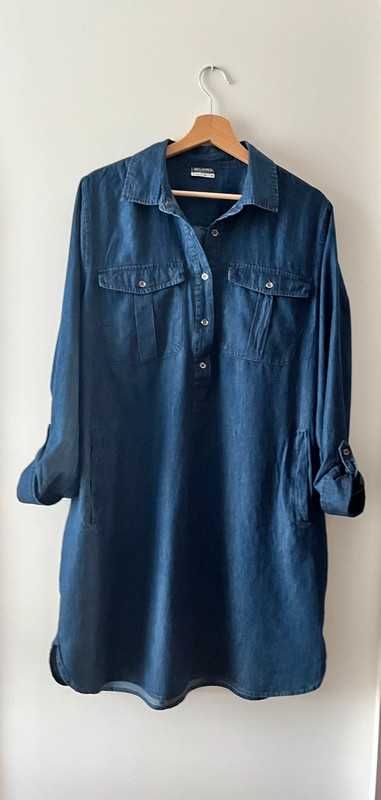 Granatowa jeansowa midi sukienka tunika Beloved XXL 44