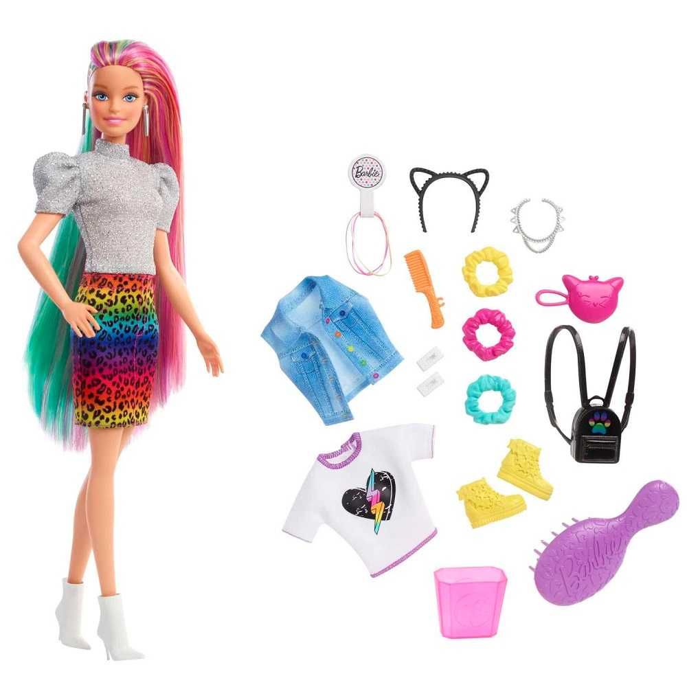 Mattel Lalka Barbie Fryzura kolorowa panterka GRN81