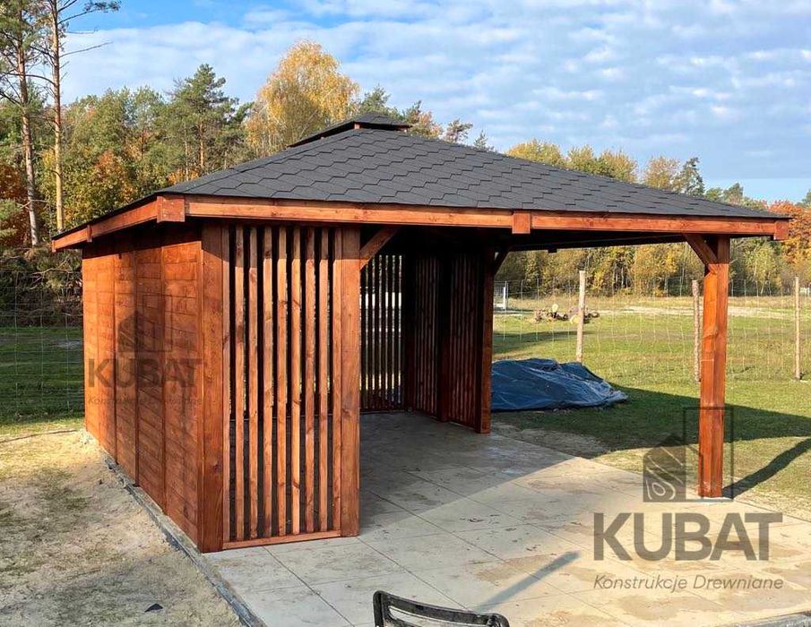 Nowoczesna altana ogrodowa 4x5 | altana z lamelami | altanka drewniana