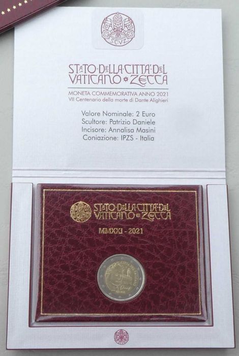 2 Euro Comemorativa - Vatican Vaticano 2021 - Dante
