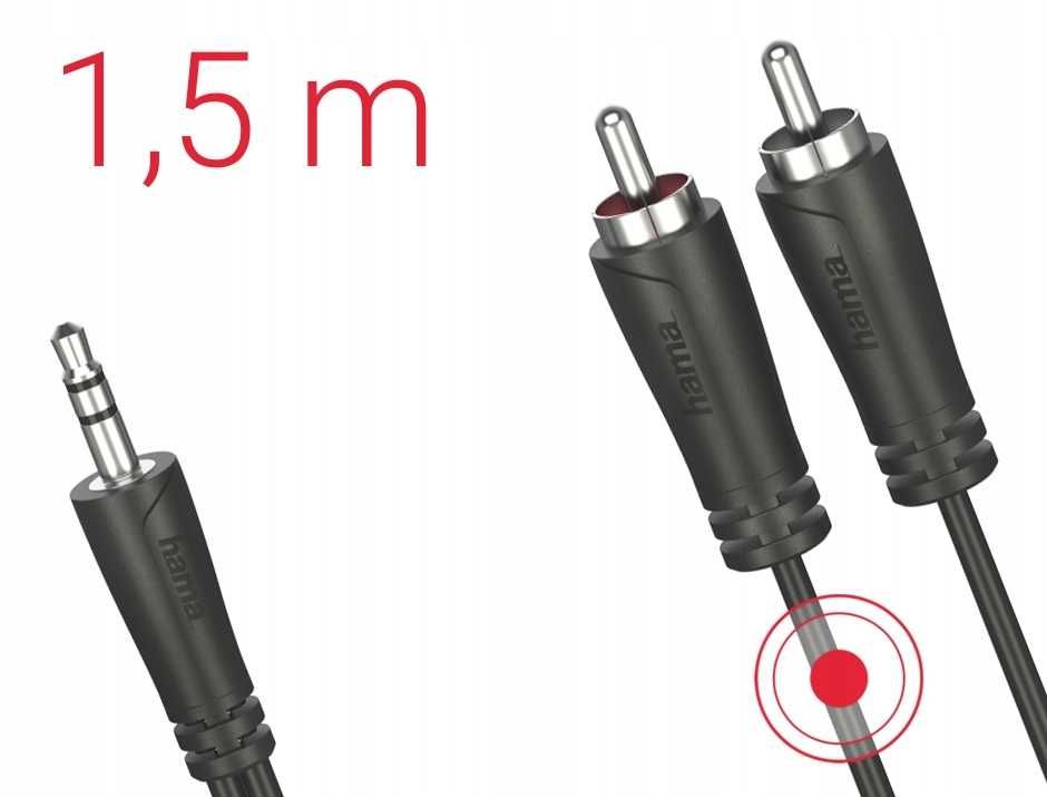 Hama 3.5 mm/2 RCA, 1.5 m kabel audio Czarny