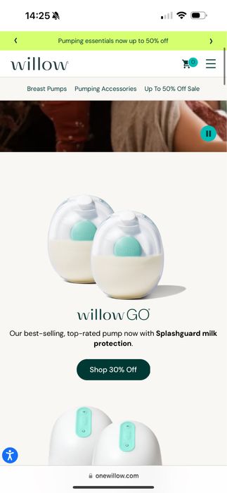 Молоковідсмоктувач Willow go hand free  молокоотсос