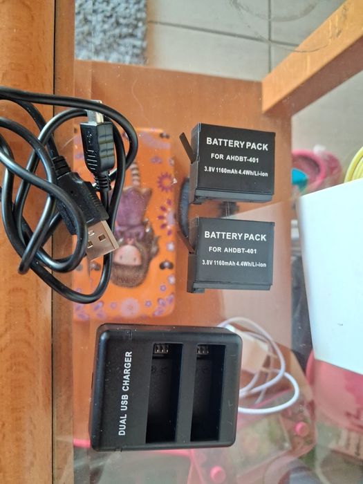 Baterias novas para goprohero 4 com carregador e cabo de alimentação