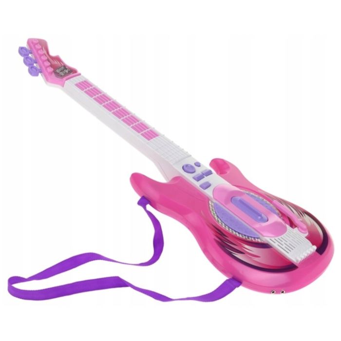 Gitara Elektryczna Z Mikrofonem Dla Dzieci Zestaw Karaoke Różowa