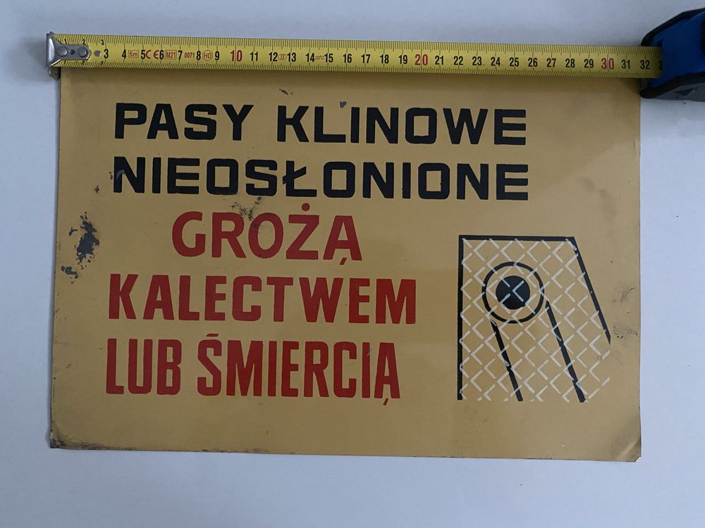 Stare tabliczki ostrzegawcze PRL :Uruchamianie suwnicy dozwolone tylko