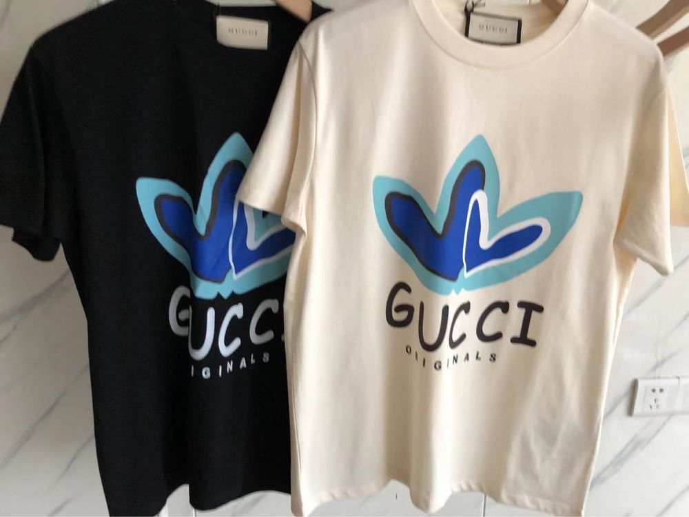 Koszulka Gucci GG x Adidas Biała/Czarna Luksusowa