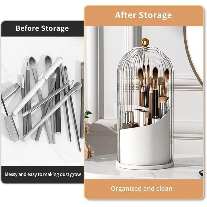 Organizer Na Pędzle, Ryflowany Obrotowy, Otwierany Biały Cb61B