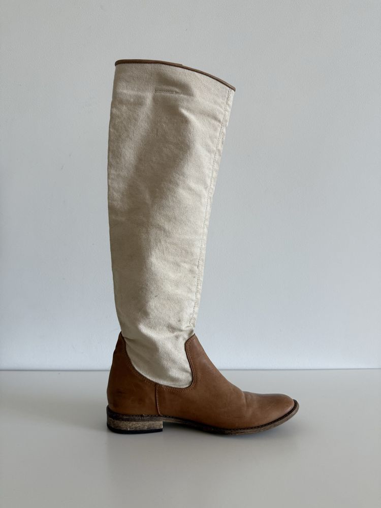 Vintage Boots - kozaki ze skóry i płótna