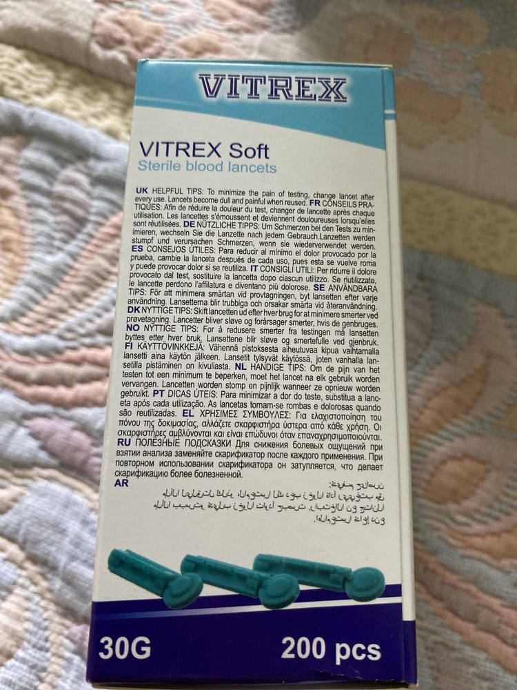 Ланцет для глюкометру Vitrex Soft lancetter 30G 200 sшт Данія