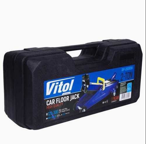 Домкрат подкатной гидравлический 2 тонны Vitol в пластиковом кейсе