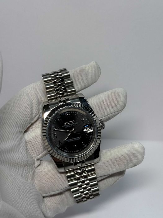 Zegarek Seiko Mod Datejust Arabic Black Czarny Custom Watch