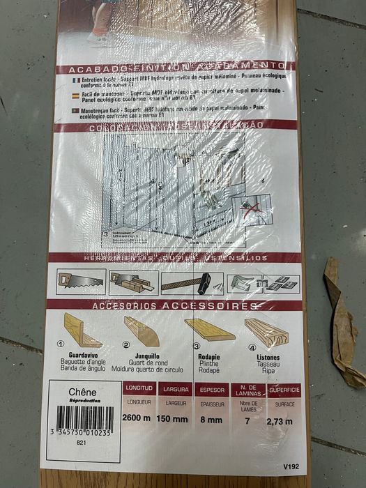 Lambrim MDF Carvalho 260x15x8mm