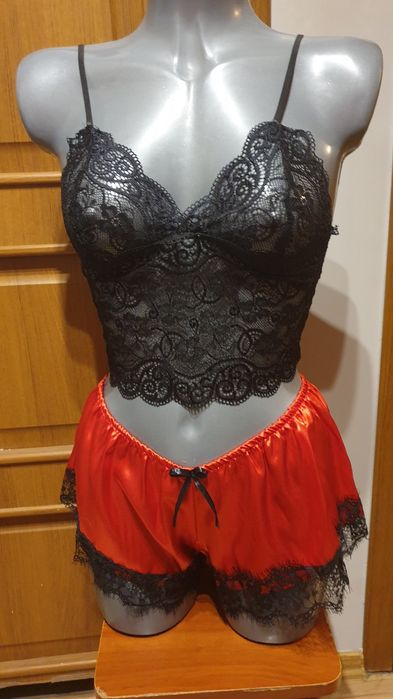 Seksowny Koronkowy komplet bielizny majtki stanik 38 40 S M erotyczna