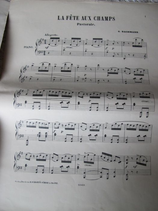 Partitura Musical Piano Antiga - La Fête aux Champs