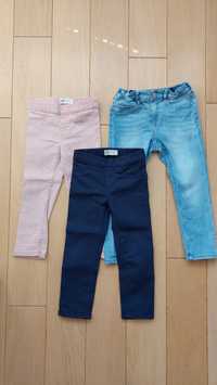 Spodnie H&M, zestaw, 3 pary: tregginsy, jeansy, rozmiar 98/104