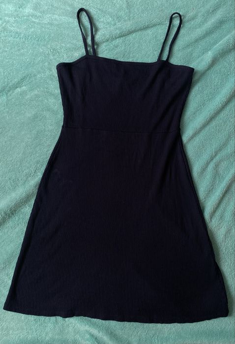 плаття в обтяжку, в рубчик, темно-синє