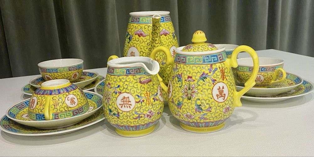 Chińska porcelana Mun Shou zestaw dla 4 osób