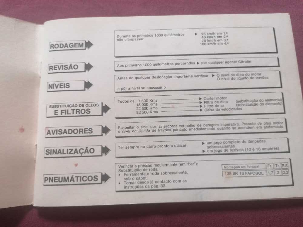 Manual Instruções Original Citroen Visa anos 70/80